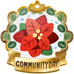 Community Day badge for Pikmin Bloom, specific to the poinsettia community day.