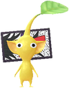 A Yellow Special Decor Pikmin with Hanafuda Card (Volume 1) decor from Pikmin Bloom.