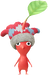 A Red Special Decor Pikmin with Mitten decor from Pikmin Bloom.