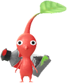 A Red Decor Pikmin in Pikmin Bloom Wearing the goo.