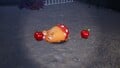 An alternative, more close-up, shot of the two treasures in the location they are discovered, next to a defeated Bulborb.