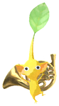 Lifelog artwork of a Yellow Special Decor Pikmin with Tiny Instrument decor from Pikmin Bloom.
