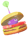 Lifelog artwork of a Purple Burger Place Decor Pikmin with Burger decor from Pikmin Bloom.