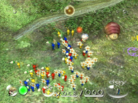 An early Breadbug in Pikmin, at The Distant Spring.