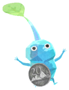 Lifelog artwork of an Ice Roadside Decor Pikmin with Coin decor from Pikmin Bloom.