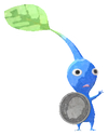 Lifelog artwork of a Blue Roadside Decor Pikmin with Coin decor from Pikmin Bloom.