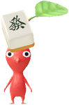 A Red Special Decor Pikmin with Mahjong Tile decor from Pikmin Bloom.