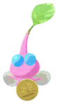 Lifelog artwork of a Winged Roadside Decor Pikmin with Coin (Rare) decor from Pikmin Bloom.