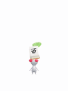 An animation of a White Pikmin with a Mahjong Tile from Pikmin Bloom