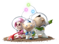 Artwork of the 3 leaders in Pikmin 3.