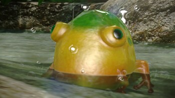 Closeup of a Yellow Wollywog.