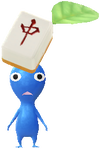 A Blue Special Decor Pikmin with Mahjong Tile decor from Pikmin Bloom.