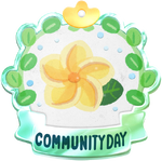 Frangipani Community Day badge from Pikmin Bloom.