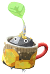 Lifelog artwork of a Rock Café Decor Pikmin with Coffee Cup (Rare) decor from Pikmin Bloom.