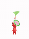 An animation of a Red Pikmin with a Spring Sticker from Pikmin Bloom