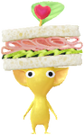 A Yellow Special Decor Pikmin with Afternoon Tea decor from Pikmin Bloom.