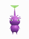 An animation of a Purple Pikmin from Pikmin Bloom.