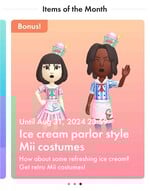 Items of the Month banner for Mii Costumes.
