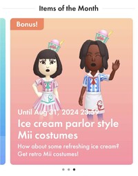 Items of the Month banner for Mii Costumes.