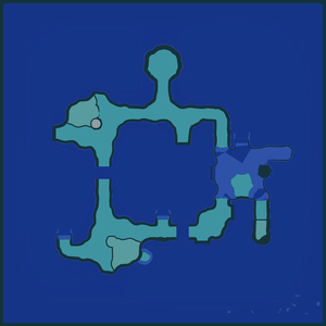 The texture for Seafloor Resort Sublevel 3's radar map in Pikmin 4, rotated to face north and with the water edited in.
