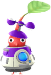 A Red Special Decor Pikmin with Pikmin 4 Spaceship decor from Pikmin Bloom.