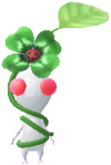 White Decor Pikmin with a Four-Leaf Clover costume.