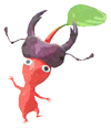 Lifelog artwork of a Red Forest Decor Pikmin with Stag Beetle decor from Pikmin Bloom.