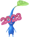 An event Blue Decor Pikmin wearing glittering 2023 New Year's glasses.