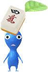 A Blue Special Decor Pikmin with Mahjong Tile decor from Pikmin Bloom.