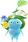 An Ice Special Decor Pikmin with Flower Crown decor from Pikmin Bloom.