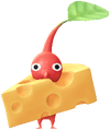 A special Red Decor Pikmin with a Cheese costume from Pikmin Bloom.