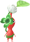 A Red Park Decor Pikmin with Four-Leaf Clover decor from Pikmin Bloom.