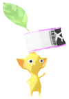 Lifelog artwork of a Yellow Airport Decor Pikmin with Luggage Tag decor from Pikmin Bloom.