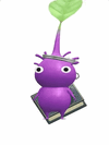 An animation of a Purple Pikmin with a Tiny Book from Pikmin Bloom