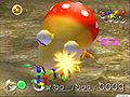 Olimar and his Pikmin fighting a Bulborb in Pikmin.
