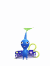 An animation of a Blue Pikmin with a Scissors (Rare) from Pikmin Bloom.