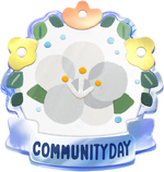 Community Day badge for the White Plum Blossom Community Day.