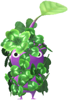 A Purple Park Decor Pikmin with Four-Leaf Clover decor from Pikmin Bloom.