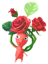 Lifelog artwork of a Red Special Decor Pikmin with Flower Crown decor from Pikmin Bloom.