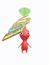 An animation of a red Pikmin with a bridge pin from Pikmin Bloom.
