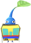 A Blue Station Decor Pikmin with Paper Train decor from Pikmin Bloom.