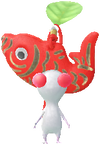 A special white Decor Pikmin wearing a red Lunar New Year ornament.