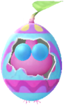 An event Winged Decor Pikmin wearing a colorful Easter egg.