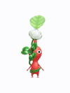 An animation of a Red Pikmin with a 3 leaf clover from Pikmin Bloom