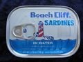 A can of Beach Cliff Sardines in real life.