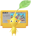 A Yellow Special Decor Pikmin with Game Pak decor from Pikmin Bloom.