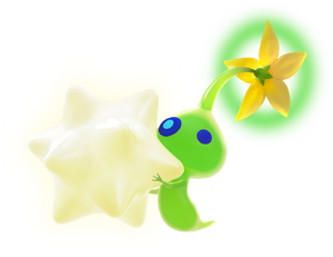 Artwork of a Glow Pikmin carrying a glow pellet.