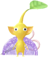 A yellow Decor Pikmin with the Hair Salon costume.
