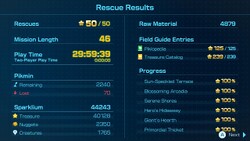 The Rescue Results screen from Pikmin 4.