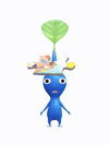 An animation of a blue Pikmin with a puzzle piece from Pikmin Bloom.